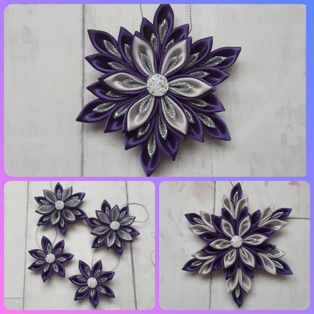 Kanzashi Christmas Tree Decorations / Handmade Christmas Decorations Etsy