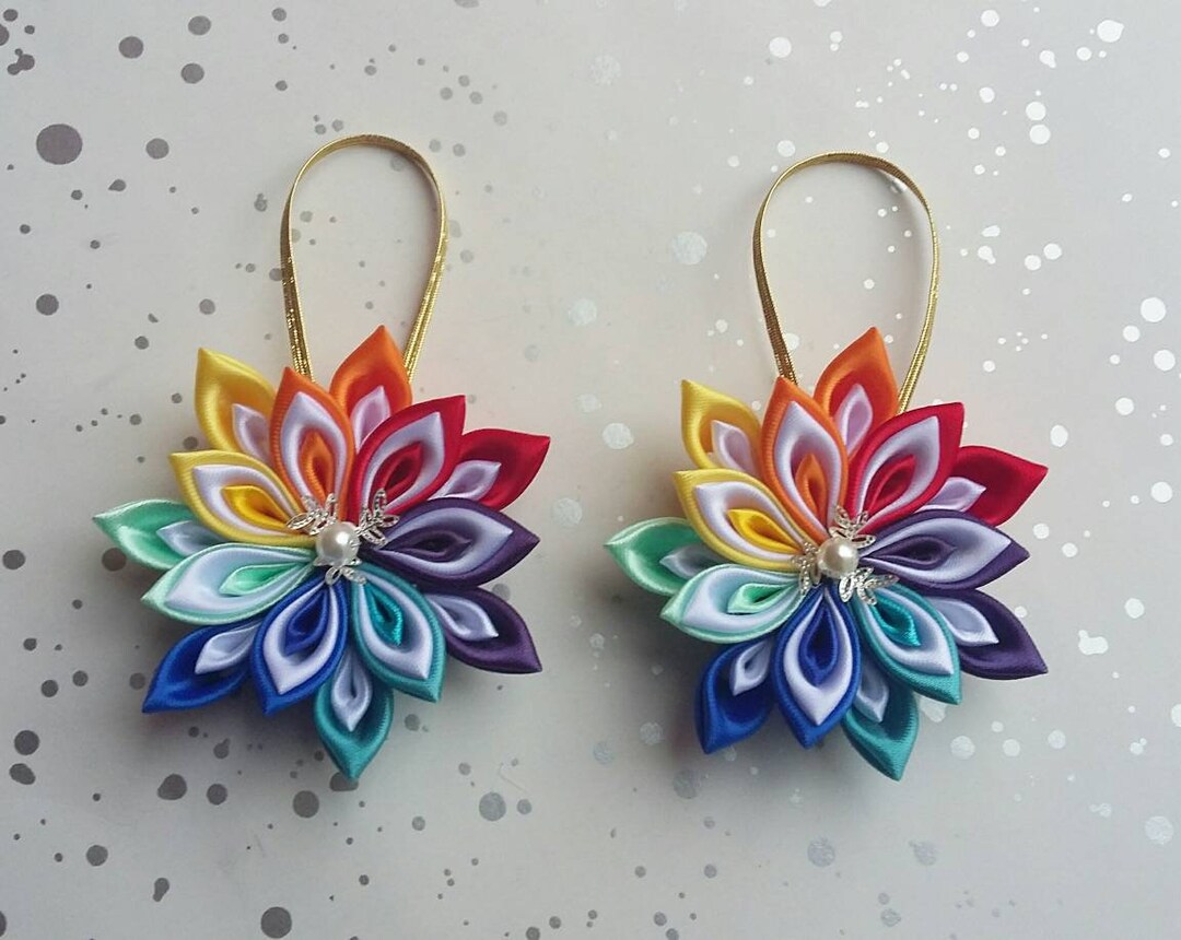 Kanzashi Christmas Decorations Handmade Christmas Tree Etsy UK