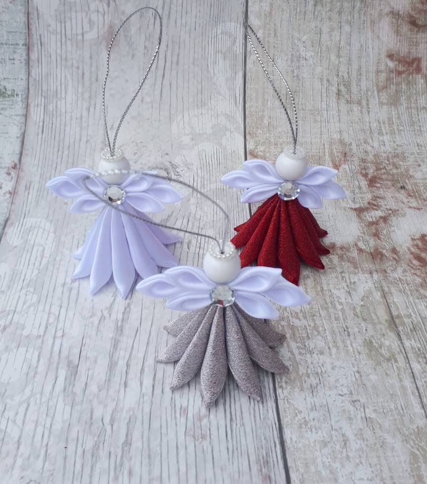 Kanzashi Angel Christmas Angel Christmas Angel Decorations Etsy