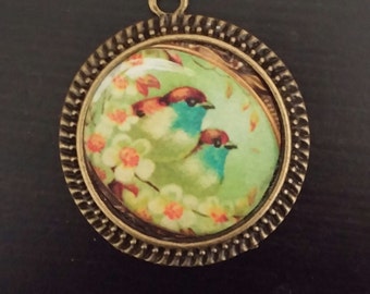 SOLD: Little Birds Pendant - round