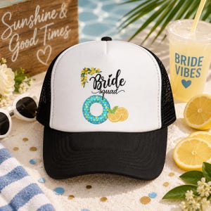 Bride Squad Cap Trucker Hat Bachelorette Party Beach Accessory Bride Tribe Summer Bridal Shower Gift Bridesmaid Wedding Crew Pool Float
