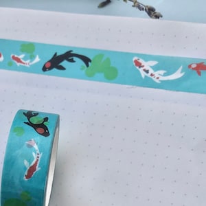 Koi Pond Washi Tape | Koi Masking Tape | Cute Stationery for Bullet Journaling