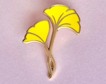 Ginkgo Biloba Leaf Maidenhair Hard Enamel Pin