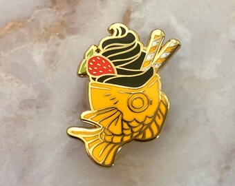 Czarny sezam | Atrament z kałamarnicy | Węgiel drzewny Taiyaki Lody rybne Twarda emaliowana szpilka