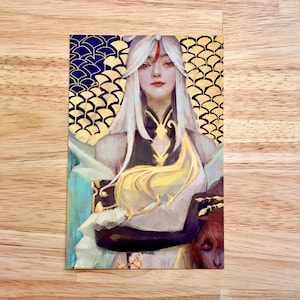 Ningguang x Judith and the Head of Holofernes - Anime x Art History - Cute Anime Postcard Size Art Print