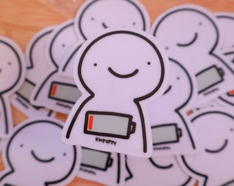 Low Battery Lil Guy Clear Sticker | Waterproof | Laptop Sticker