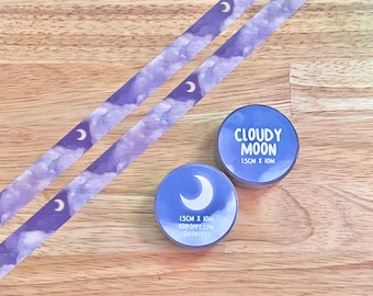 Taśma Washi Cloudy Moon | Taśma maskująca Sky Moon | Urocze artykuły piśmiennicze do Bullet Journaling