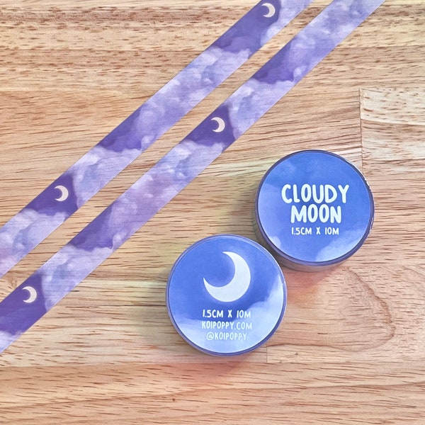 Cloudy Moon Washi Tape | Sky Moon Masking Tape | Cute Stationery for Bullet Journaling