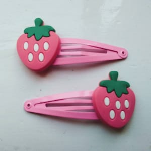 Strawberry Snap Hair Clips - Pack of 2 - Pink