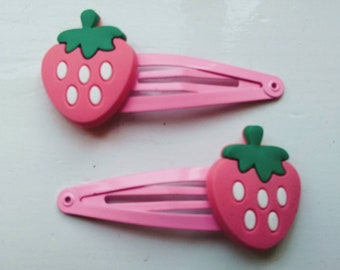 Strawberry Snap Hair Clips - Pack of 2 - Pink