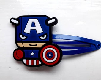 Captain America Snap Hair Clips - Pack of 2 - Blue