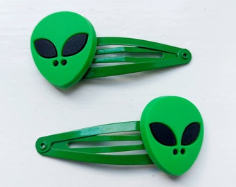 Alien Snap Hair Clips - Pack of 2 - Green