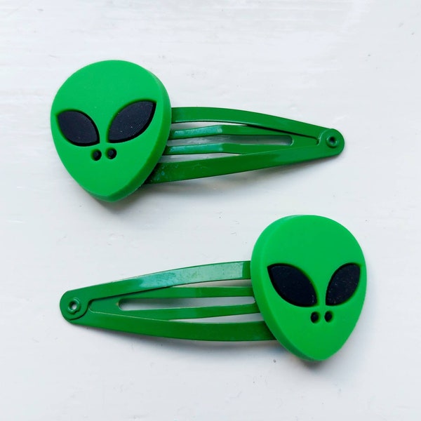 Alien Snap Hair Clips - Pack of 2 - Green