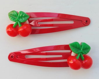 Cherry Snap Hair Clips - Pack of 2 - Red