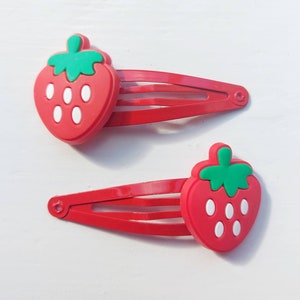 Strawberry Snap Hair Clips - Pack of 2 - Red