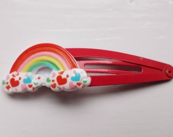 Rainbow Snap Hair Clips - Pack of 2 - Red