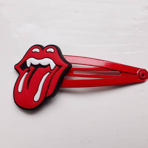 Rolling Stones Tongue and Lips Snap Hair Clips - Pack of 2 - Red