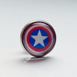 Metal Pin Badge - Captain America Shield - red, white and blue