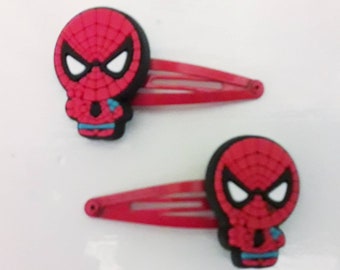 Pinzas para el pelo redondas de Spiderman (paquete de 2) - Rojas