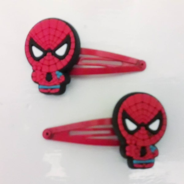Spiderman ronde figuur snap haarclips - 2 stuks - rood
