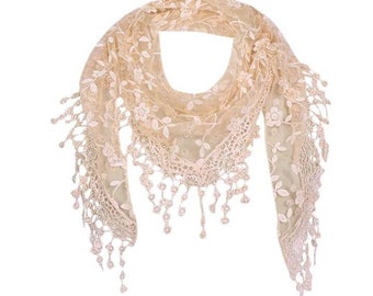 Lace triangle scarf - Cream