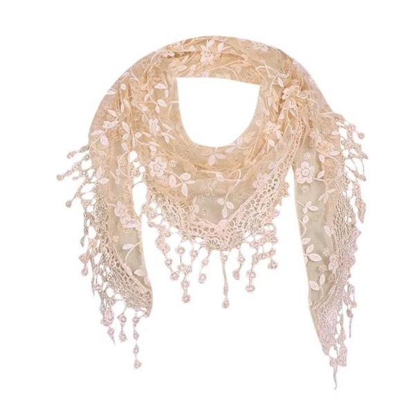 Lace triangle scarf - Cream