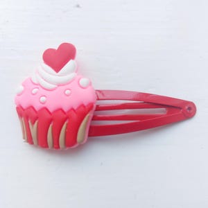 Cupcake Snap Hair Clips - Pack of 2 - Pink and Red