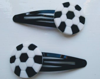 Football Snap Hair Clips - Pack of 2 - Black