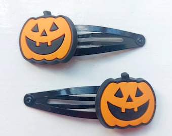 Haarspeldjes Halloween Scary Pumpkin - set van 2 - zwart