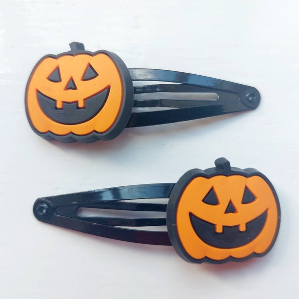 Halloween Scary Pumpkin Snap Hair Clips - Pack of 2 - Black