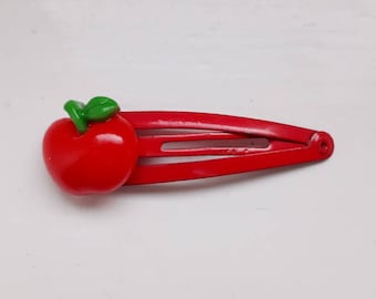 Apple Snap Hair Clips - Pack of 2 - Red