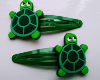 Green Turtle Snap Hair Clips - Pack of 2