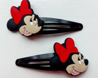 Minnie Mouse Head Snap Clips - Pack of 2 - Black