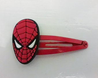 Pinzas para el pelo con cabeza de Spiderman, paquete de 2, color rojo