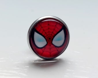Broche de metal - Máscara do Homem-Aranha - Vermelho