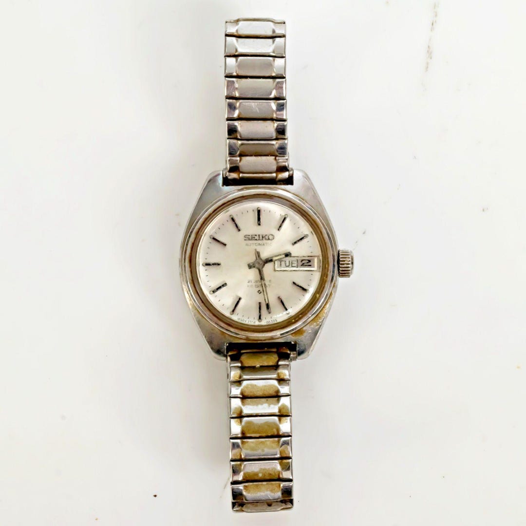 Vtg 1974 Seiko 2706-0020 Automatic Day Date Silver 24mm Nice ! Runs ...