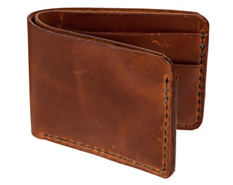 Bifold Handmade Leather Wallet - Oil-Tanned Leather  [7102]