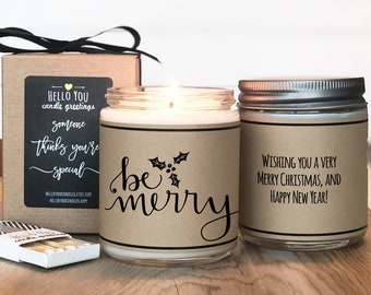 Be Merry Candle Gift - Candle Greeting | Holiday Candle Gift | Christmas Gift | Send Holiday Gift | Holiday Scented Candle