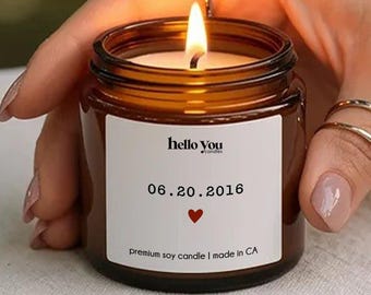 Personalized 10th Wedding Anniversary Gift, Custom Date Candle, 10 Years Married Keepsake