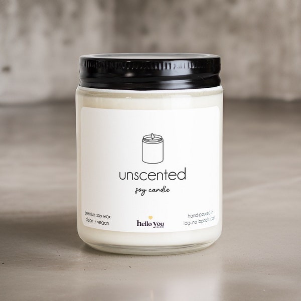 Unscented Candle | Soy Candle | Unscented Soy Candle | Clean Candle | Eco Friendly Candle | Clean Burning