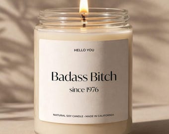 Funny 50th Birthday Gift Candle for Best Friend Birthday: Badass Bitch Since 1976