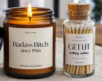 60th Birthday Candle Gift for Her, Badass Since 1966 Candle, Funny 60th Birthday Gift, Personalized Birthday Candle, BFF Gift