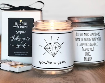You're A Gem Candle Gift - Thank You Gift | Appreciation Gift | Teacher Appreciation Gift | Candle Gift | Teacher Aide Gift | Co-worker gift