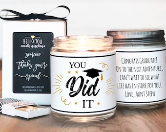 You Did It Soy Candle Gift - Personalized Graduation Gift | Class of 2021 Gift | Graduation Card | Class of 2021 Card | Graduation Candle