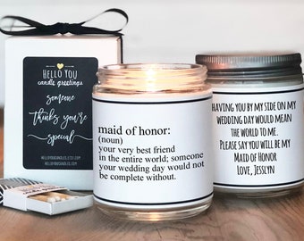 Maid of Honor Gift | Will You Be My Maid of Honor Gift | Bridal Party Gift | Maid of Honor Candle | Bridal Party Candle