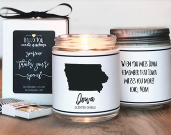 Iowa Scented Candle - Homesick Gift | State Scented Candle | Moving Gift | College Student Gift | Iowa Lover | Iowa State