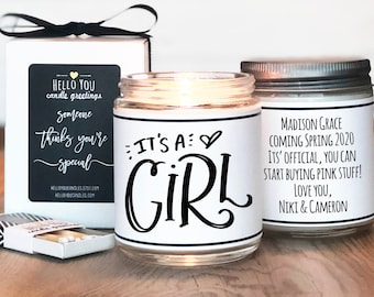 It's A Girl Candle Gift - Girl Gender Reveal Gift | Gender Announcement Gift | Girl Gender Announcement | Girl Gender Reveal |Baby Girl Gift