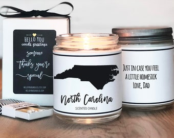 North Carolina Scented Candle - Homesick Gift | Feeling Homesick | State Scented Candle | Moving Gift | College Student Gift | State Candles
