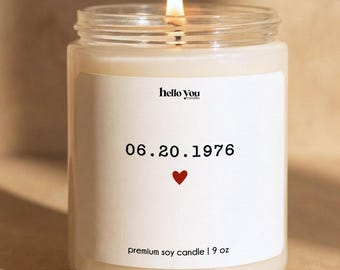 Personalized 50th Wedding Anniversary Gift, Golden Anniversary, Custom Date Candle, 50 Years Married Keepsake