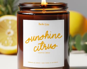Sunshine Citrus Candle Non Toxic Candle Fruit Candle Eco Friendly Candle Handmade Products Summer Candle